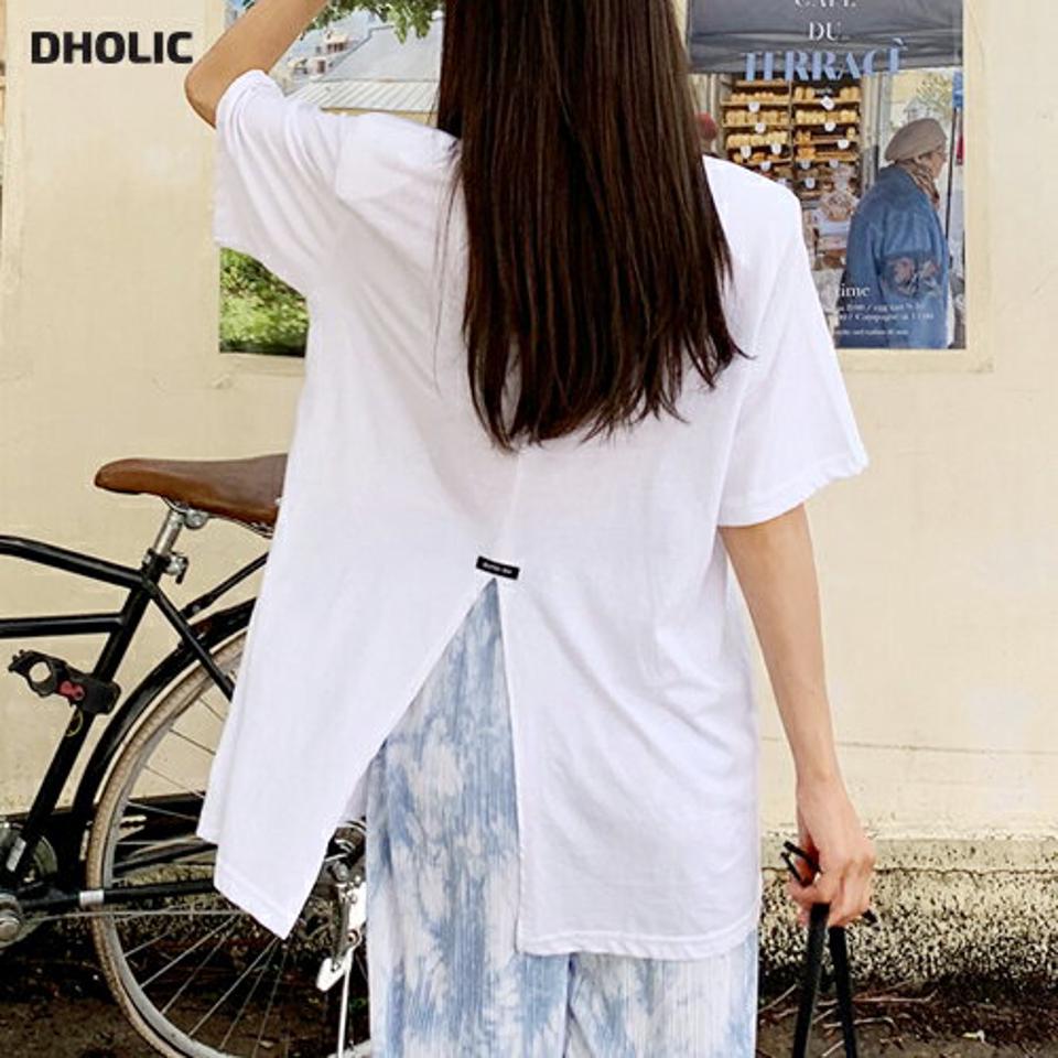 肩パッドバックスリットTシャツ・全3色・b00908 レディース 【tops】トップス Tシャツ 半袖 ハーフスリーブ バックスリット バックシャン 単色 無地 シンプル カジュアル ラフ 無地T 白T ラウンドネック 夏 韓国ファッション