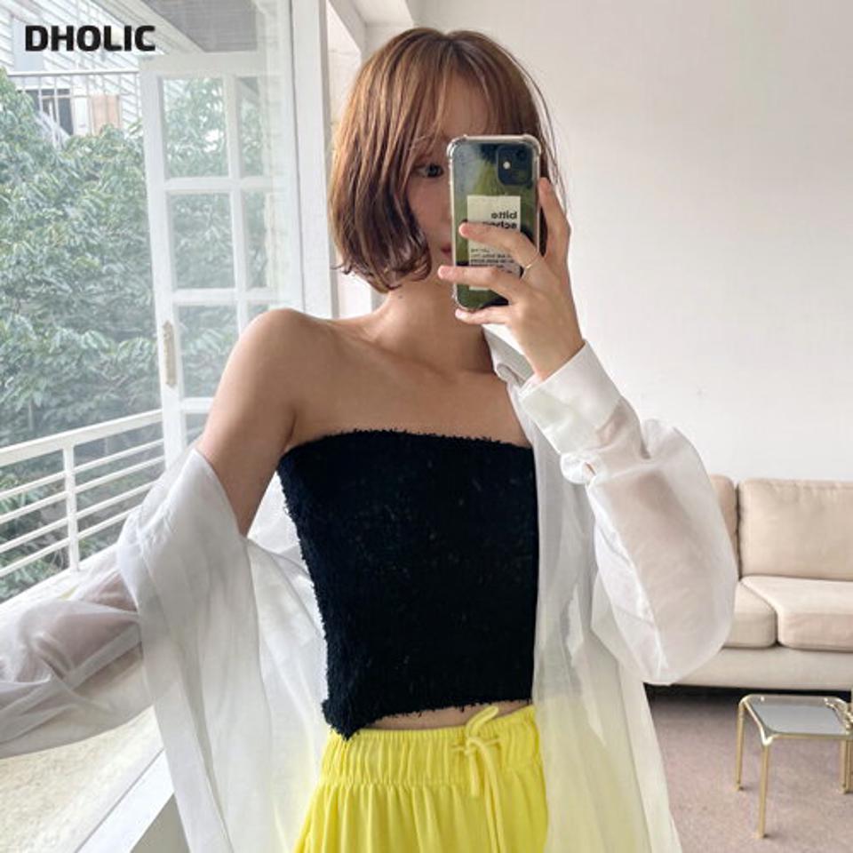 テクスチャークロップドチューブトップ・全4色・t00931 レディース 【tops】トップス チューブトップ 肩出し クロップド丈 短丈 へそ出し 単色 無地 シンプル カジュアル Y2K 夏 韓国ファッション