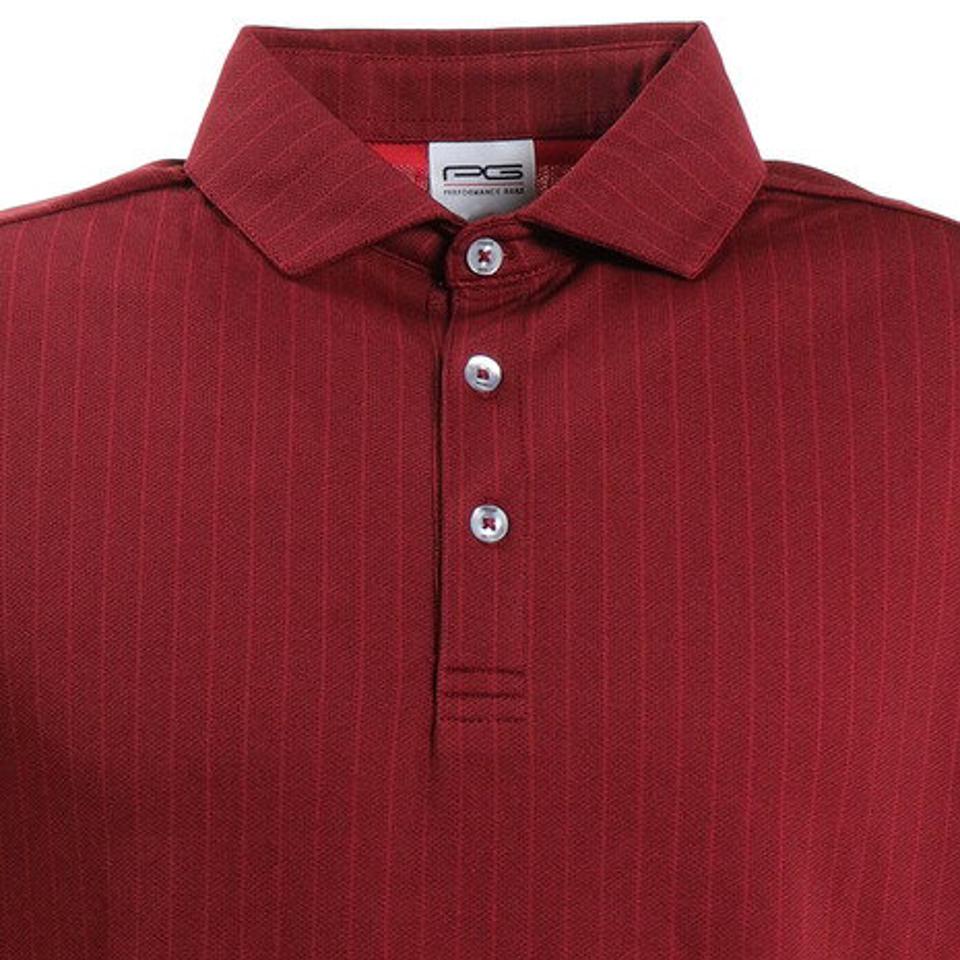 パフォーマンスギア(PG)(メンズ)ゴルフウェア 吸汗 速乾 メンズ ストライプジャガードポロシャツ PGLS-2001 RED