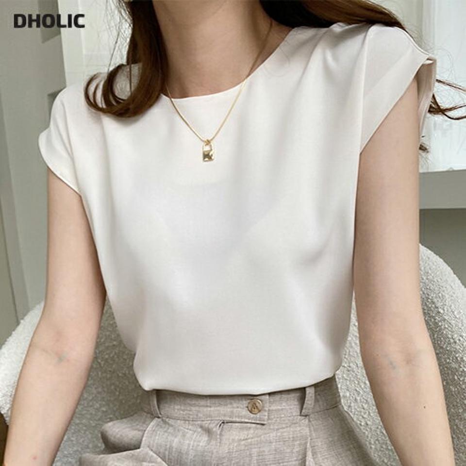 【10%OFF】フレンチスリーブブラウス・全3色・t00814 レディース 【bl】ブラウス トップス 半袖 フレンチスリーブ 単色 無地 シンプル ベーシック オフィスカジュアル タック ロング丈 上品 春 夏 フェミニン アイボリー 白 韓国ファッション ハイホリHIHOLLI セール SALE