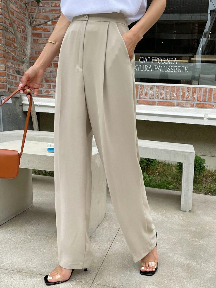 ディープタックハイウエストスラックス・全3色・t68023 レディース 【pt】スラックス パンツ ズボン ロングパンツ 長ズボン ハイウエスト タック 単色 無地 シンプル 大人 オフィスカジュアル 大人 ストレート フルレングス 春 夏 韓国ファッション