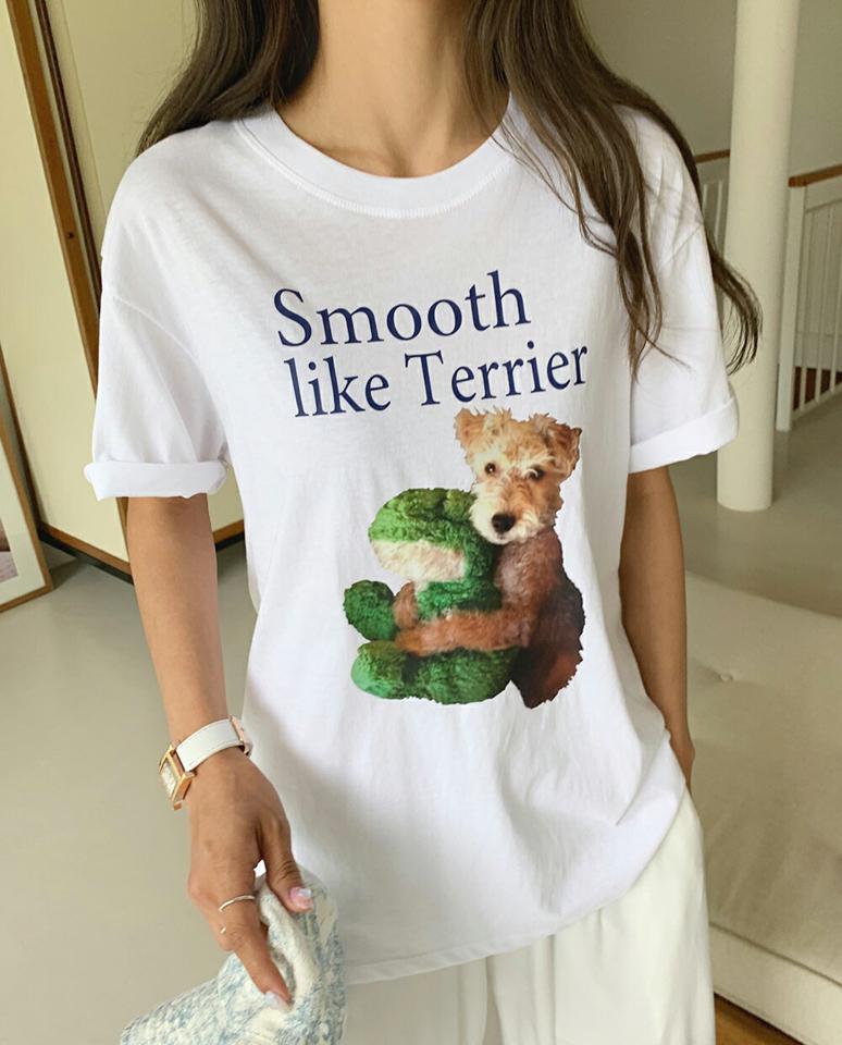ドッグプリントTシャツ・全4色・t67372 レディース 【tops】トップス Tシャツ 半袖 ロゴ レタリング プリント カジュアル 動物 アニマル ラフ ラウンドネック プリントT ユニーク 春 夏 韓国ファッション