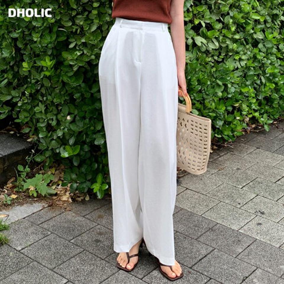 ハイウエストワイドスラックス・全3色・t67367 レディース 【pt】スラックス パンツ ズボン ワイド ハイウエスト 単色 無地 シンプル ベーシック 大人 オフィスカジュアル ダーツ フルレングス タック ロングパンツ 春 夏 韓国ファッション