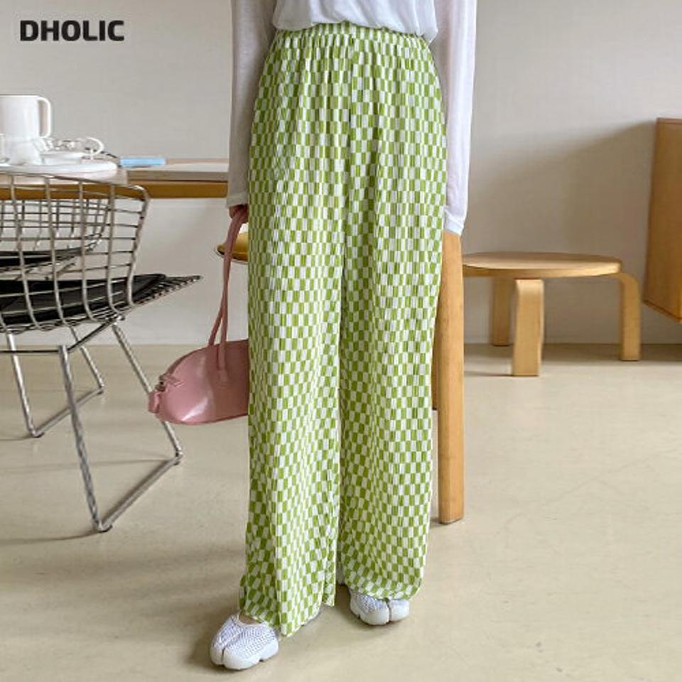 2TYPEプリーツパンツ・全8色・t66936 レディース 【pt】パンツ ズボン ワイドパンツ ロングパンツ プリーツ チェック柄 ブロックチェック カジュアル ラフ 楽ちん 単色 無地 ハイウエスト ウエストゴム ワンマイルウェア 韓スト 黄緑 夏 韓国ファッション