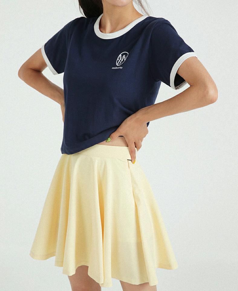 【10%OFF】MBN配色ロゴTシャツ・全2色・t02823 レディース 【tops】トップス Tシャツ 半袖 ロゴ ラウンドネック 配色 シンプル カジュアル ラフ クロップド丈 ピンク リンガーTシャツ 夏 韓国ファッション GOLFWEAR ゴルフウェア セール SALE
