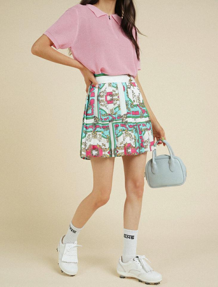 ハーフジップカラーニット・全5色・t02787 レディース 【tops】トップス ニット 半袖 ポロ襟 ハーフジップ ジップアップ 単色 無地 シンプル カジュアル ラフ 緑 夏 サマーニット 韓国ファッション GOLFWEAR ゴルフウェア