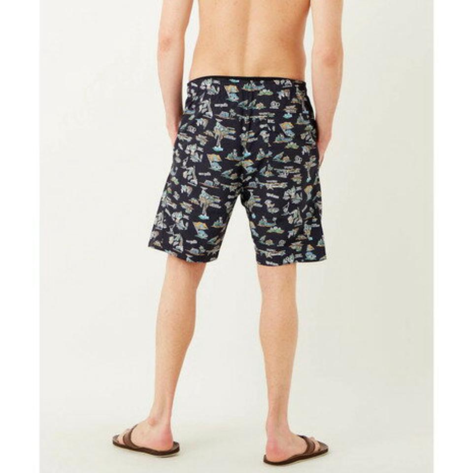 【5点以上で10%OFFクーポン!8/7まで】オーシャンパシフィック(Ocean Pacific) プリント柄 サーフトランクス 510441 BLK (メンズ)