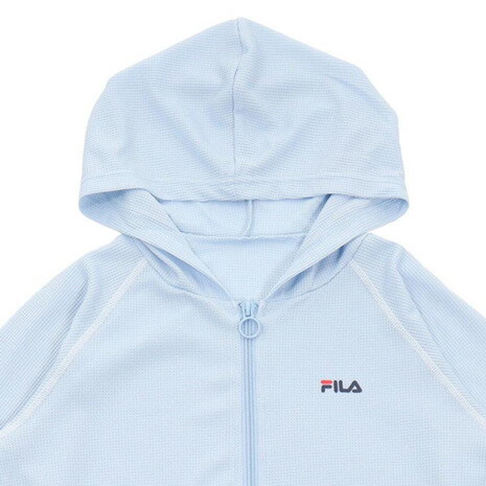 【5点以上で10%OFFクーポン!8/11まで】フィラ(FILA) ジュニア ガールズラッシュガード ジップ パーカー 長袖 120872SAX サックス UVカット 日焼け防止 (キッズ)