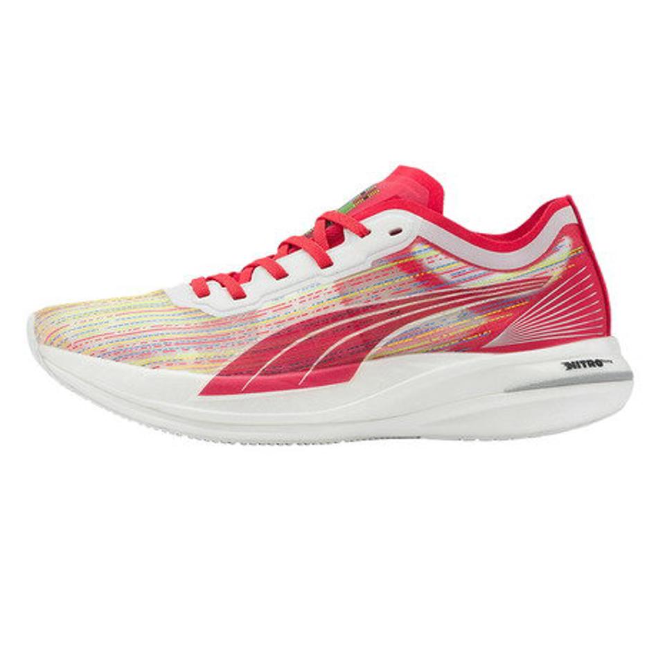 プーマ（PUMA）（レディース）ランニングシューズ ディヴィエイト ニトロ エリート スペクトラ キズナ ホワイト レッド 37665901 スニーカー 駅伝 マラソン
