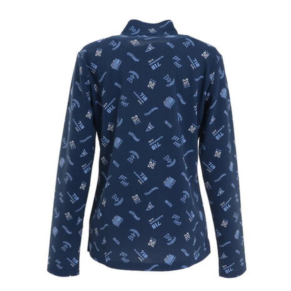 【5点以上で10%OFFクーポン 11日1:59まで】マンシングウエア(MUNSING WEAR) ゴルフウェア 総柄プリントハーフジップ長袖シャツ MGWTJB01CH NV00 (レディース)