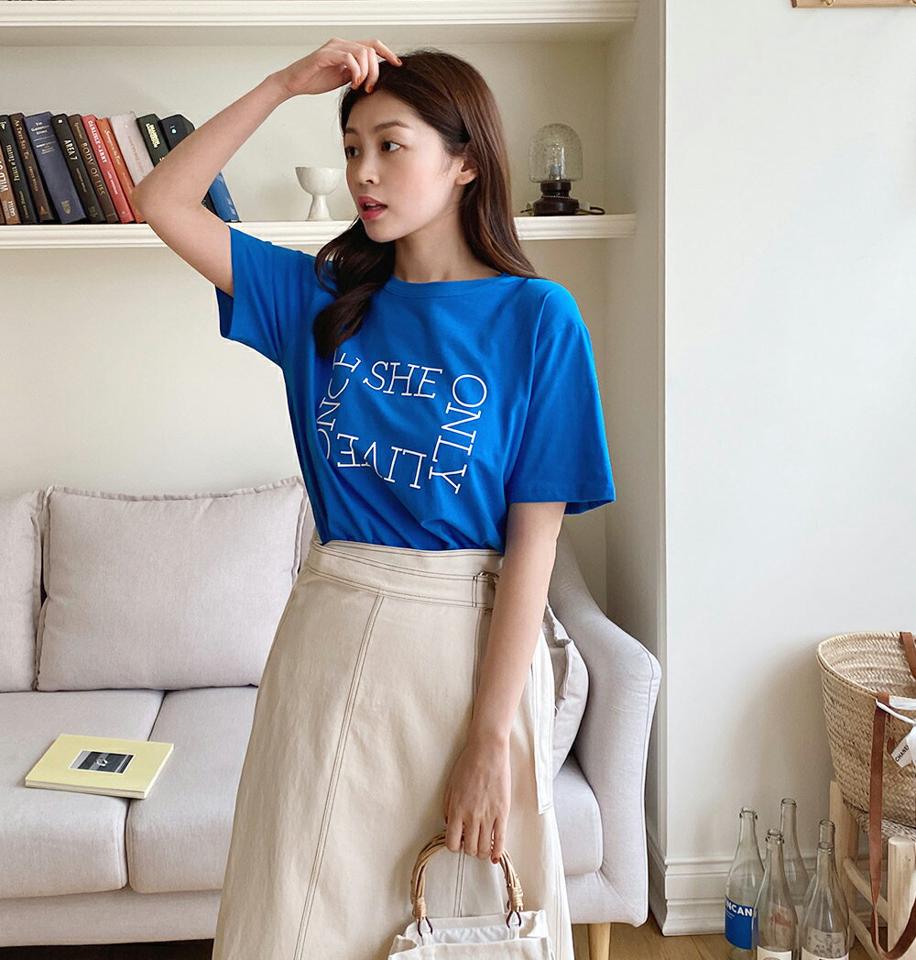 スクエアレタリングTシャツ・全3色・t01362 レディース 【tops】トップス Tシャツ 半袖 ロゴ レタリング カジュアル ラフ ラウンドネック 大人 コットン 綿 ピスタチオ ミントグリーン 緑 春 夏 韓国ファッション