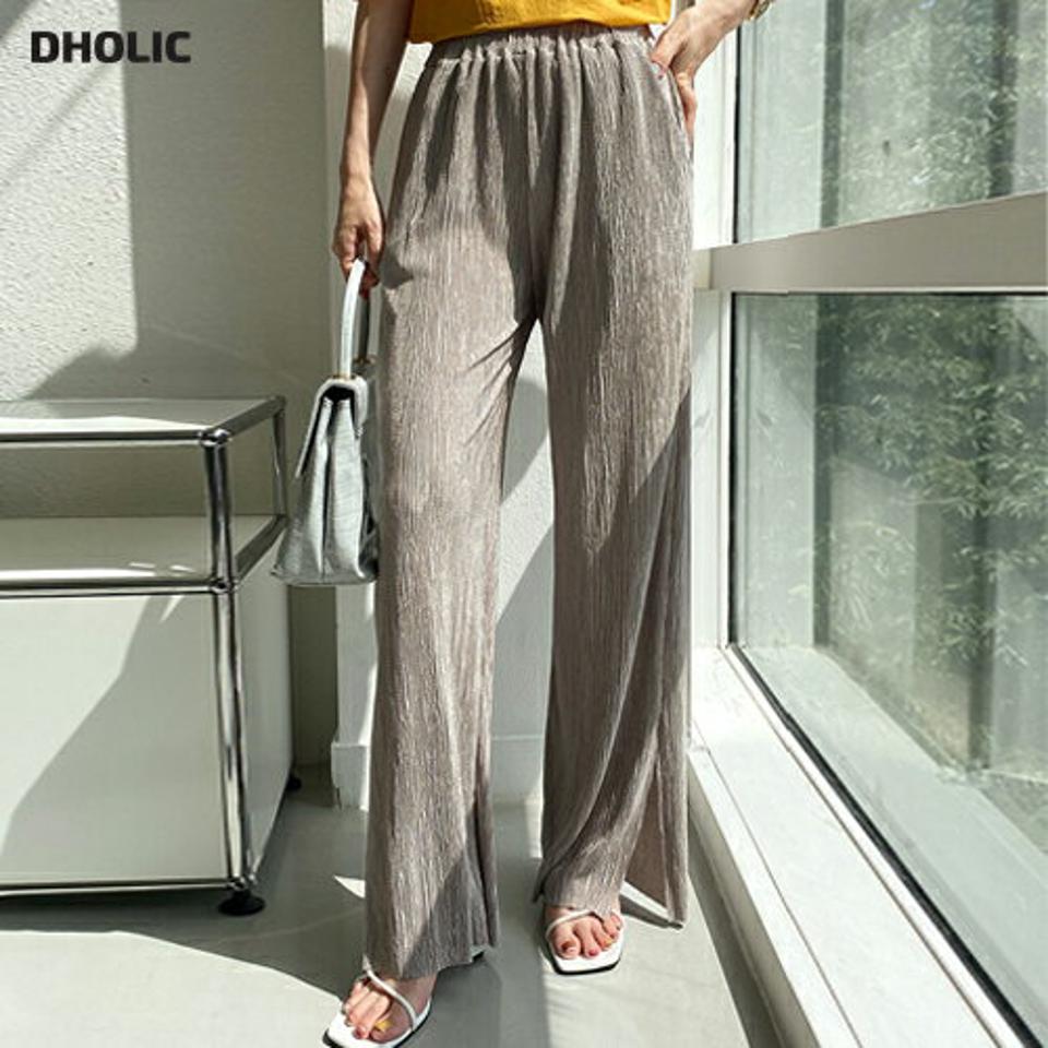ウエストゴムプリーツパンツ・全3色・t72686 レディース 【pt】パンツ ロング丈 単色 プリーツ 楽ちん ラフ ウエストゴム スリット ハイウエスト ワイド ストレート ゆったり 春 夏 大人 ベージュ フェミニン 韓国ファッション ハイホリHIHOLLI