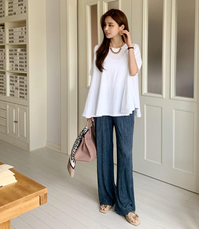 ウエストゴムプリーツパンツ・全3色・t72686 レディース 【pt】パンツ ロング丈 単色 プリーツ 楽ちん ラフ ウエストゴム スリット ハイウエスト ワイド ストレート ゆったり 春 夏 大人 ベージュ フェミニン 韓国ファッション ハイホリHIHOLLI