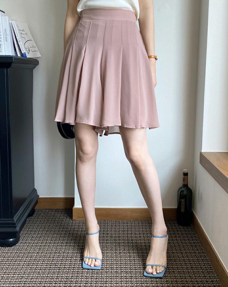 【10%OFF】シフォンフレアハーフパンツ・全3色・b72684 レディース 【pt】ミニ丈 パンツ シフォン 単色 無地 プリーツ ハーフ丈 フレア スカート風 キュロット スカート風 パステル 揺れ感 春 夏 フェミニン ピンク ガーリー 韓国ファッション ハイホリHIHOLLI セール SALE