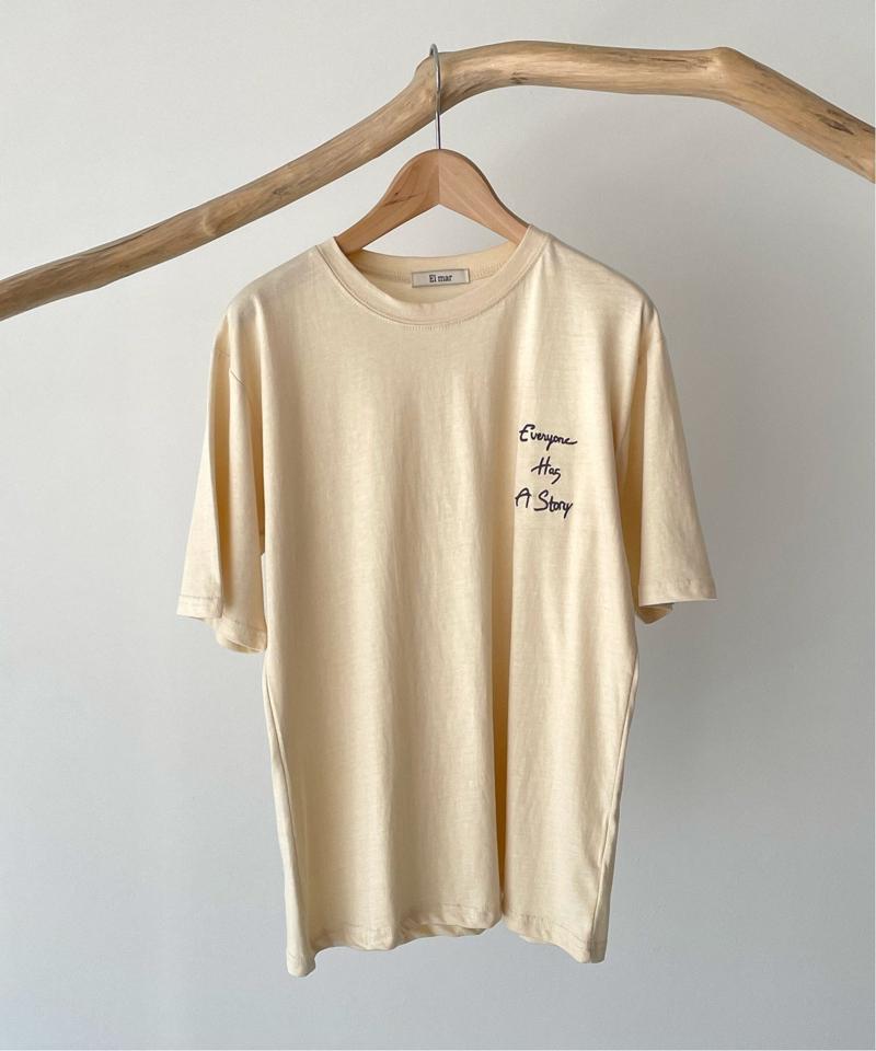 El mar(エルマール) ピグメント刺繍半袖Tシャツ（El mar）