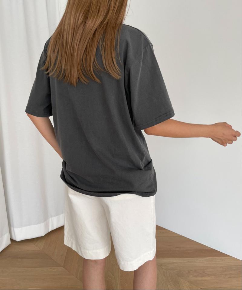 El mar(エルマール) ピグメント刺繍半袖Tシャツ（El mar）