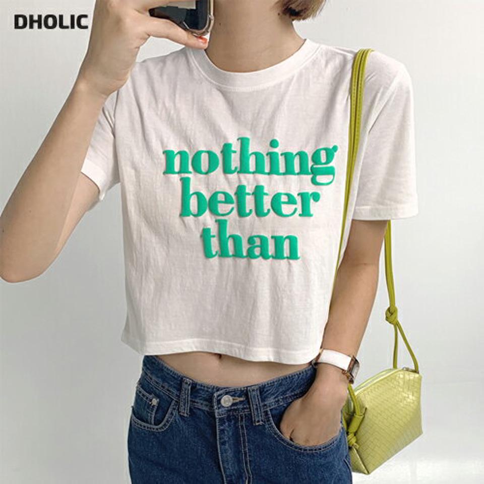 【10%OFF】nothing better thanクロップドTシャツ・全3色・t67407 レディース 【tops】トップス Tシャツ ロゴT 半袖 ラウンドネック レタリング ロゴ カジュアル ラフ ラウンドネック クロップド丈 短丈 立体感 夏 韓国ファッション セール SALE