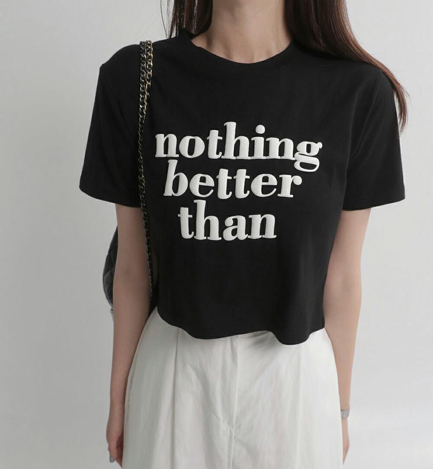 【10%OFF】nothing better thanクロップドTシャツ・全3色・t67407 レディース 【tops】トップス Tシャツ ロゴT 半袖 ラウンドネック レタリング ロゴ カジュアル ラフ ラウンドネック クロップド丈 短丈 立体感 夏 韓国ファッション セール SALE