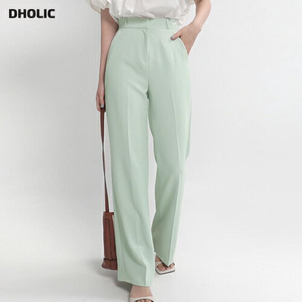 【10%OFF】ストレートスラックス・全3色・t67427 レディース 【pt】パンツ ズボン スラックス ロングパンツ ストレート 単色 無地 シンプル ベーシック 大人 オフィスカジュアル 黄緑 パステル ハイウエスト ベルトループ ダーツ 春 夏 韓国ファッション セール SALE