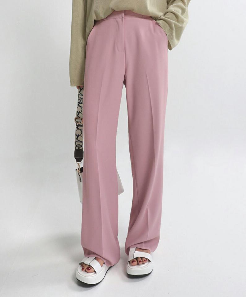 【10%OFF】ストレートスラックス・全3色・t67427 レディース 【pt】パンツ ズボン スラックス ロングパンツ ストレート 単色 無地 シンプル ベーシック 大人 オフィスカジュアル 黄緑 パステル ハイウエスト ベルトループ ダーツ 春 夏 韓国ファッション セール SALE