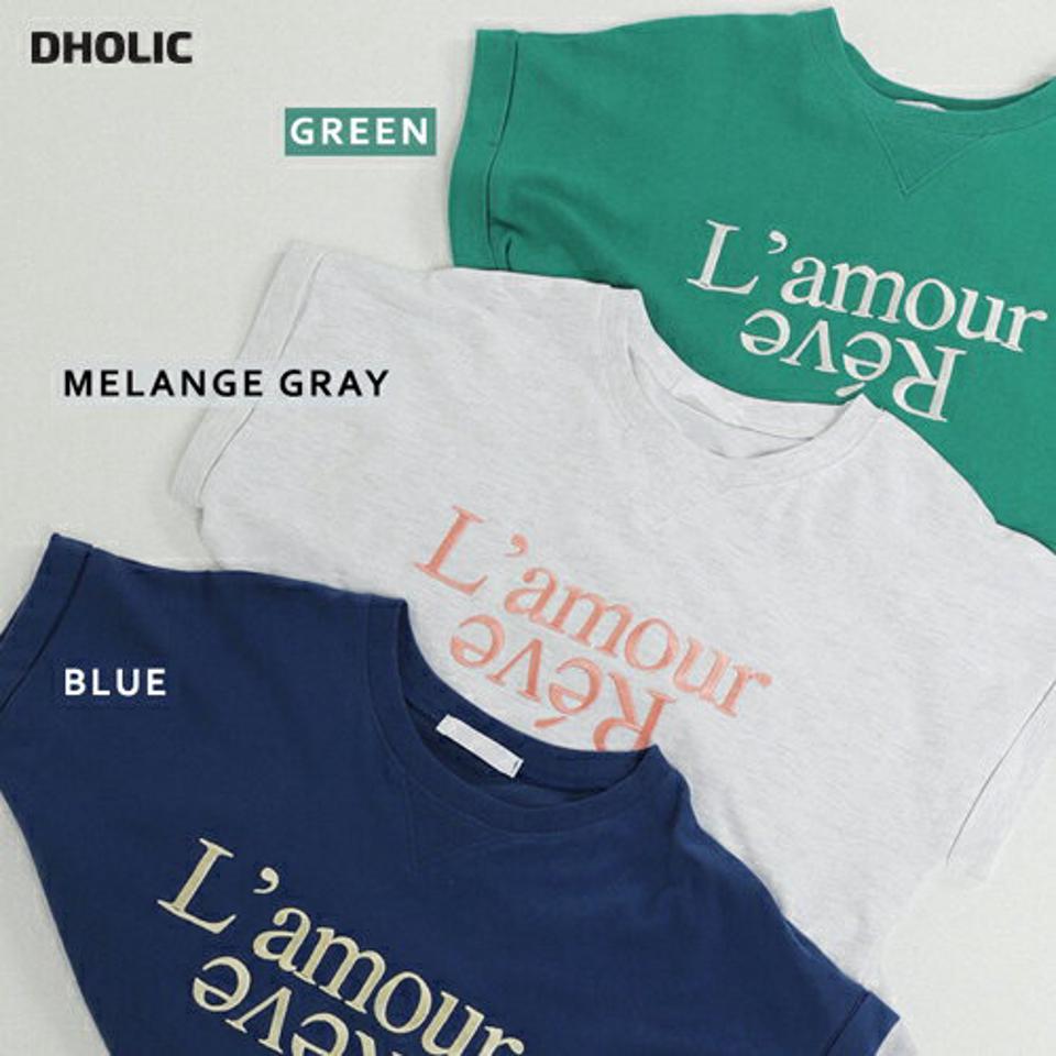 刺繍レタリングロールアップTシャツ・全3色・b02859 レディース 【tops】トップス Tシャツ 半袖 ロゴ ロゴT レタリング 刺繍 カジュアル ラフ ラウンドネック ショートスリーブ 緑 青 春 夏 韓国ファッション GOLFWEAR ゴルフウェア