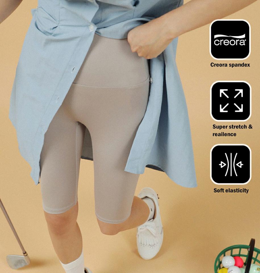 ハーフレギンス・全4色・b02899 レディース 【pt】レギンス ハーフ丈 半ズボン ハーフパンツ 単色 無地 シンプル カジュアル ラフ タイト スポーツ 運動 ウエストゴム ベージュ 春 夏 秋 韓国ファッション GOLFWEAR ゴルフウェア