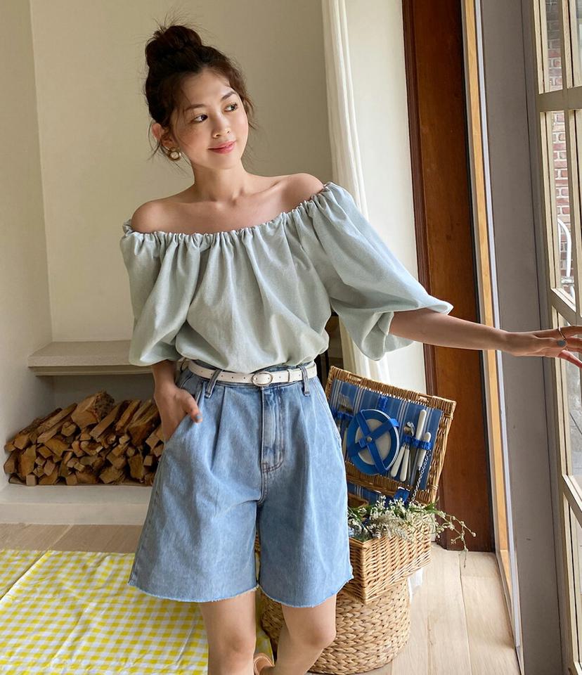 2WAYストリングチェックブラウス・全2色・t68099 レディース 【bl】トップス ブラウス 七分袖 七分丈 7分袖 7分丈 パフスリーブ 二の腕カバー オフショルダー 肩出し チェック柄 ゴム かわいい ガーリー デコルテ 鎖骨 夏 韓国ファッション