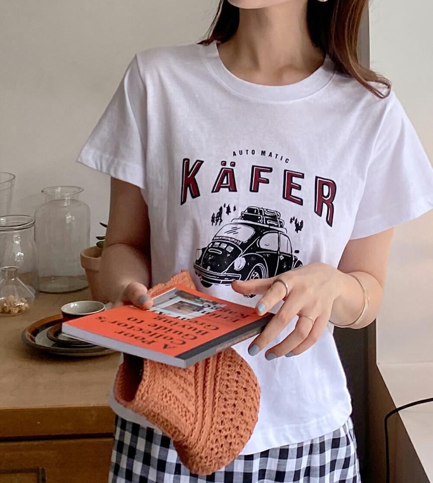 KAFERレタリングTシャツ・全4色・t68094 レディース 【tops】トップス Tシャツ 半袖 ロゴ レタリング カジュアル ラウンドネック ラフ ロゴT 春 夏 韓国ファッション