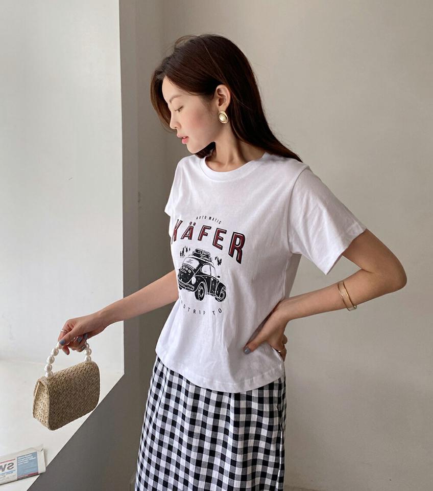 KAFERレタリングTシャツ・全4色・t68094 レディース 【tops】トップス Tシャツ 半袖 ロゴ レタリング カジュアル ラウンドネック ラフ ロゴT 春 夏 韓国ファッション