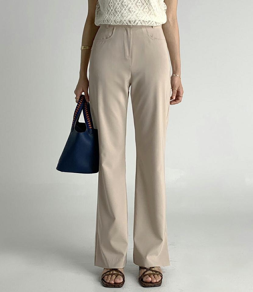 フレアスリットスラックス・全2色・t72725 レディース 【pt】パンツ ロング丈 スラックス 単色 無地 シンプル ベーシック フレア スリット フルレングス 春 夏 フェミニン きれいめ 大人 上品 ベージュ 韓国ファッション ハイホリHIHOLLI