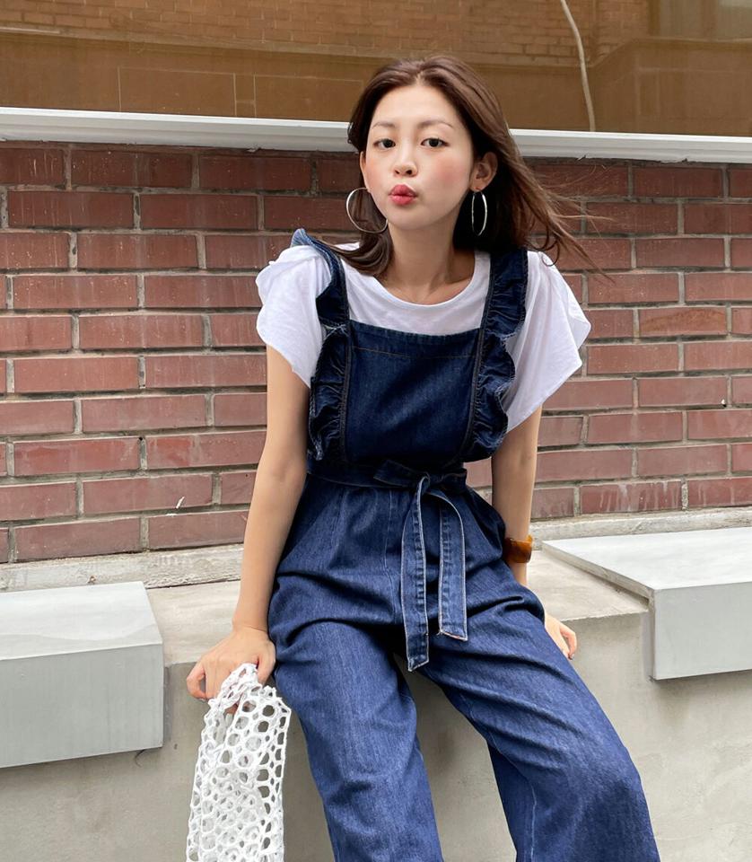 スリットスリーブTシャツ・全4色・t00994 レディース 【tops】トップス Tシャツ 半袖 スリット ワイドスリーブ ラウンドネック 単色 無地 シンプル 大人 茶色 ブラウン パフスリーブ コットン 綿 二の腕カバー 袖コン 夏 韓国ファッション