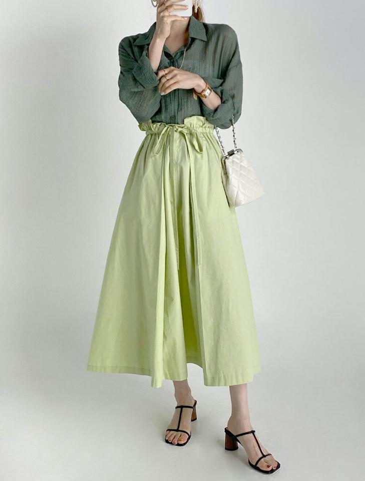 クロップドシースルーシャツ・全3色・b72703 レディース 【tops】トップス 長袖 シャツ 襟 ボタン ぼたん 透け感 シアー シースルー クロップド丈 ドロップショルダー 春 夏 カジュアル 大人 緑 グリーン 韓国ファッション ハイホリHIHOLLI