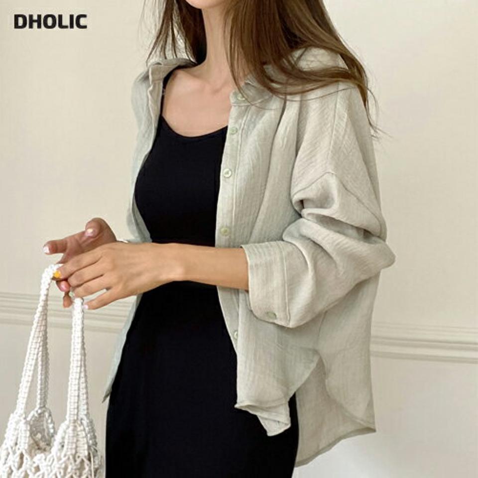 リンクルストラップシャツ・全2色・b01406 レディース 【bl】トップス シャツ 長袖 リンクル ストライプ柄 爽やか 大人 カジュアル 襟 テクスチャ— ドロップショルダー ナチュラル 体型カバー 肩落ち 黄緑 パステル 春 夏 韓国ファッション