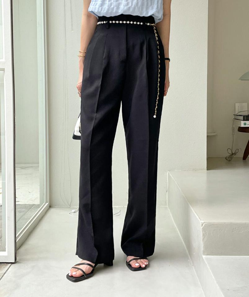 【10%OFF】ツータックストレートスラックス・全2色・t00874 レディース 【pt】パンツ ロング丈 スラックス 単色 無地 シンプル オフィスカジュアル ツータック ストレート 体型カバー ストレート 春 夏 フェミニン ベージュ 韓国ファッション ハイホリHIHOLLI セール SALE