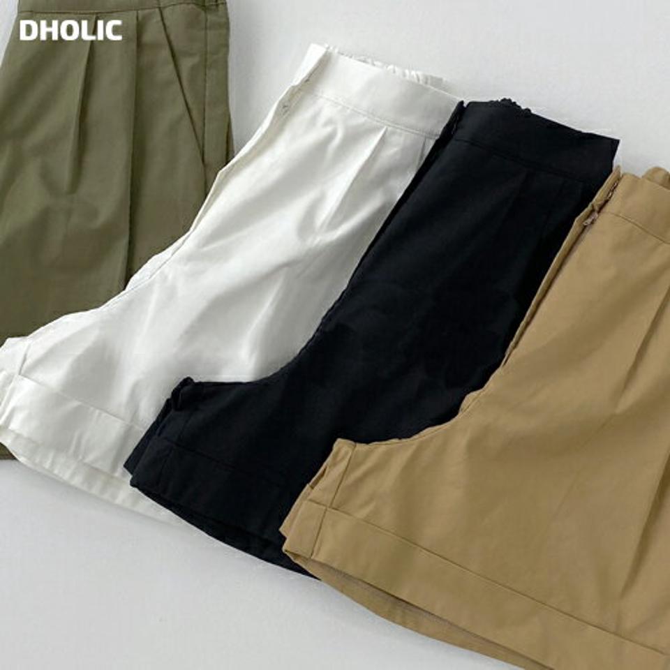 ロールアップハーフパンツ・t67438 レディース 【pt】パンツ ズボン 半ズボン ハーフパンツ ロールアップ 単色 無地 シンプル カジュアル 大人 ベージュ カーキ 緑 ワイド ハイウエスト コットン 綿 短パン 春 夏 秋 韓国ファッション