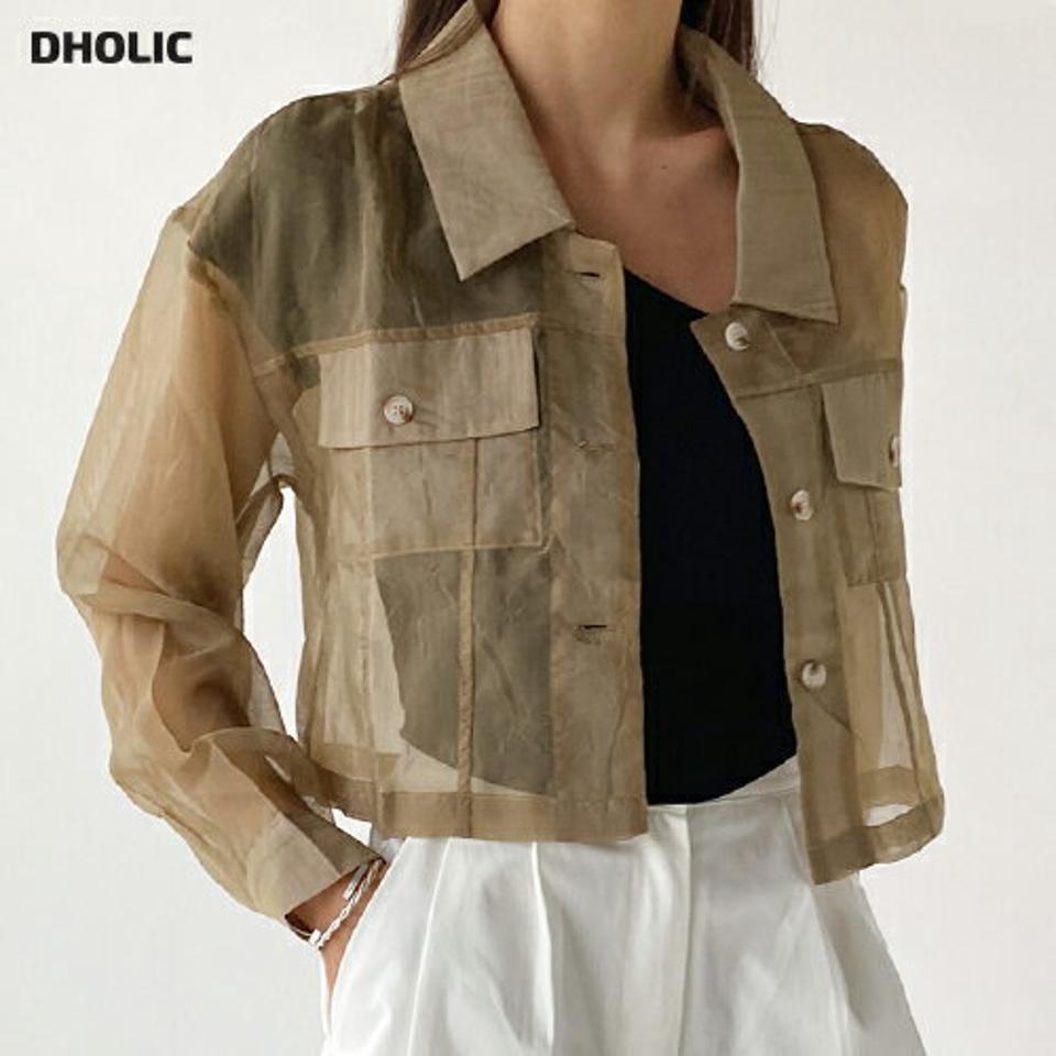 シアークロップドシャツ・b67457 レディース 【bl】トップス シャツ 長袖 透け感 シアー シースルー フェミニン 襟 クロップド丈 単色 シンプル カジュアル レイヤード ユニーク 大人 個性的 春 夏 韓国ファッション