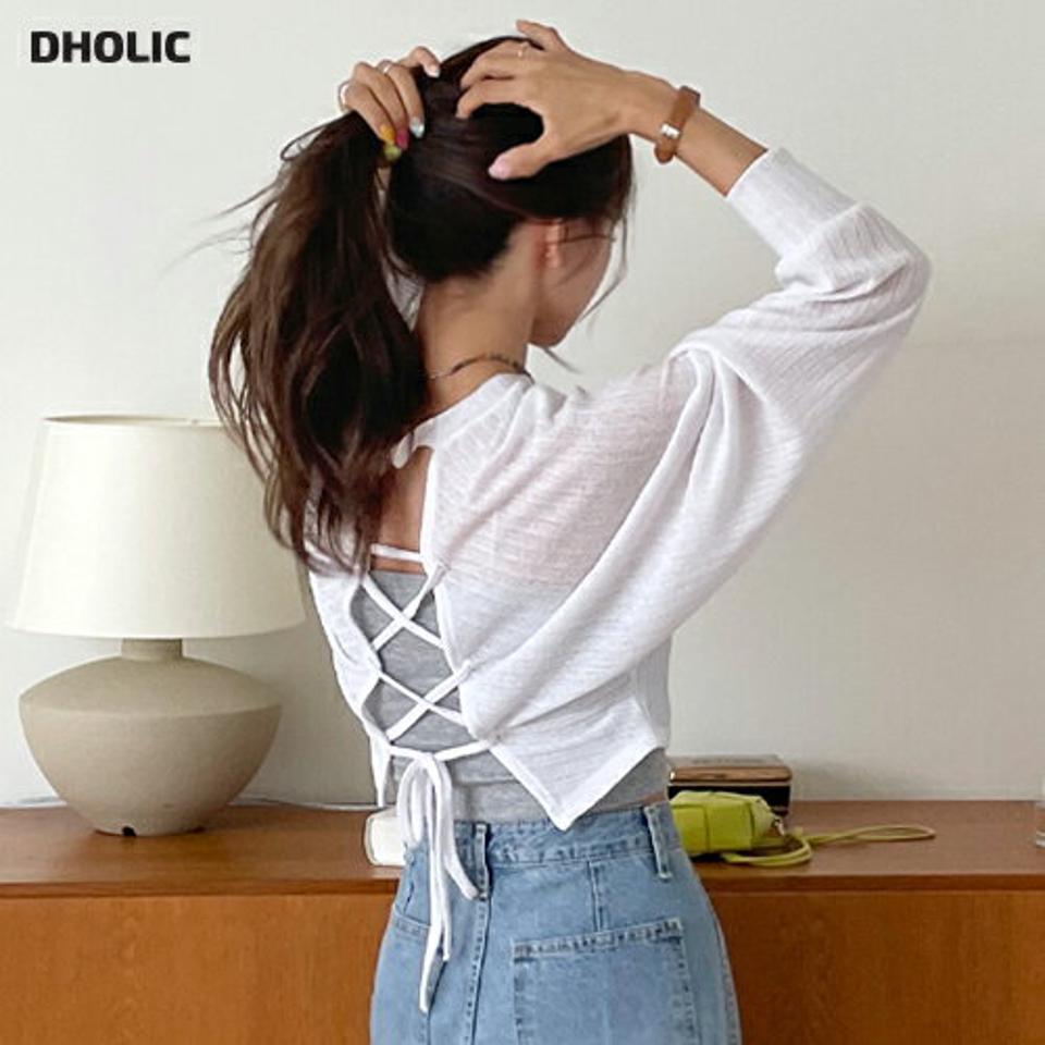 【10%OFF】2WAYリネン混レースアップTシャツ・t68183 レディース 【tops】トップス Tシャツ 長袖 背中見せ セクシー 大人 リネン 単色 無地 ユニーク カジュアル ラウンドネック 前後着用自由 春 夏 韓国ファッション セール SALE