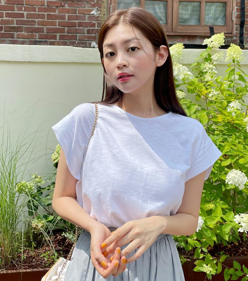 【10%OFF】ルーズフレンチスリーブTシャツ・t66981 レディース 【tops】トップス Tシャツ フレンチスリーブ ショートスリーブ ラウンドネック ルーズ 単色 無地 シンプル ベーシック 大人 二の腕カバー カジュアル 黄緑 パステル 夏 韓国ファッション セール SALE