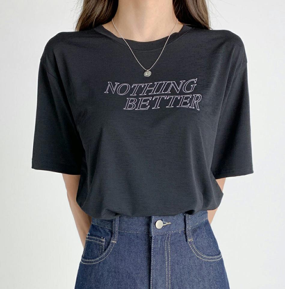 NOTHING BETTER半袖Tシャツ・t02944 レディース 【tops】トップス Tシャツ 半袖 ロゴ レタリング シンプル ロゴT ラウンドネック カジュアル ラフ ピンク 夏 韓国ファッション