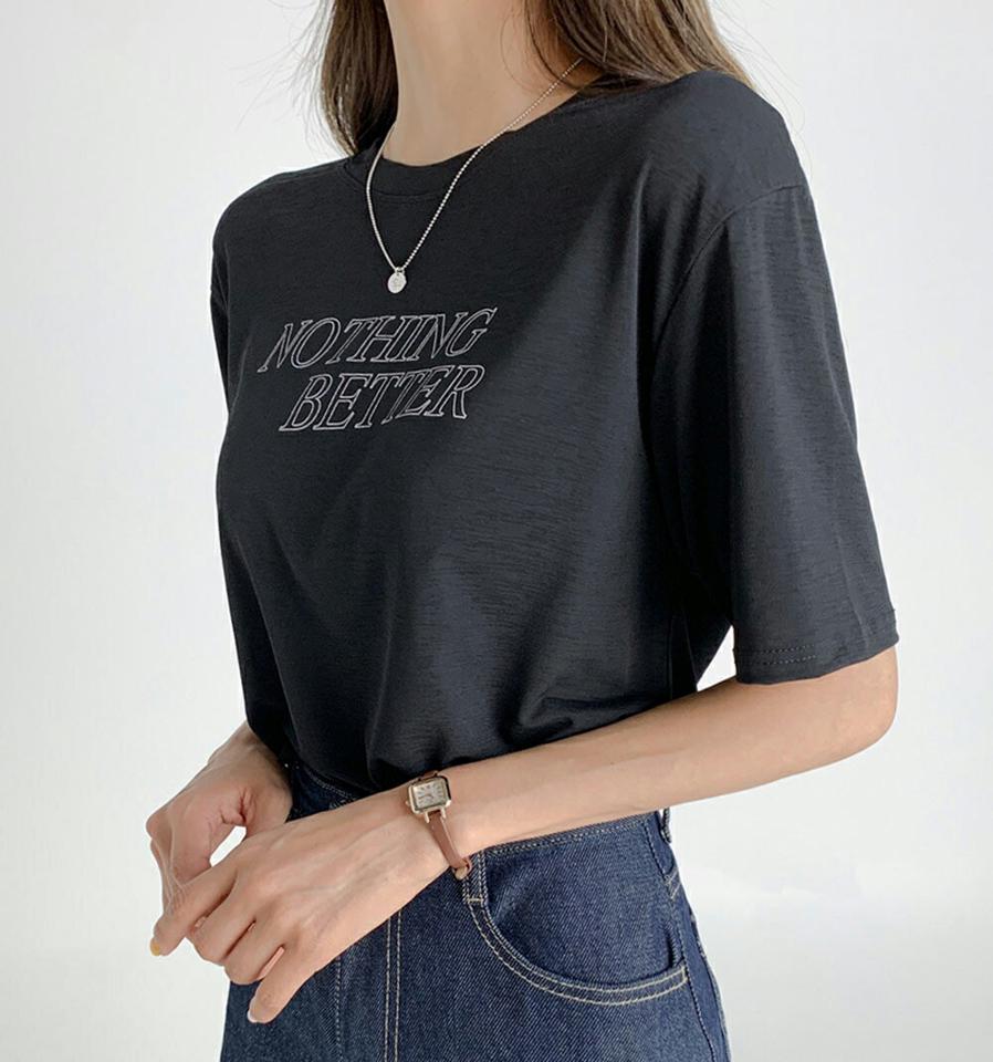 NOTHING BETTER半袖Tシャツ・t02944 レディース 【tops】トップス Tシャツ 半袖 ロゴ レタリング シンプル ロゴT ラウンドネック カジュアル ラフ ピンク 夏 韓国ファッション