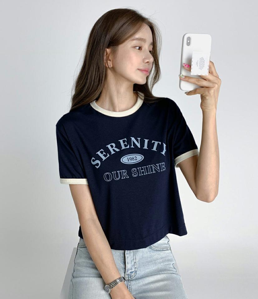 【10%OFF】SERENITY配色Tシャツ・t02945 レディース 【tops】トップス Tシャツ 半袖 ハーフスリーブ 配色 ロゴ レタリング リンガ—Tシャツ ラウンドネック 韓スト ストリート カジュアル ピンク 夏 韓国ファッション セール SALE