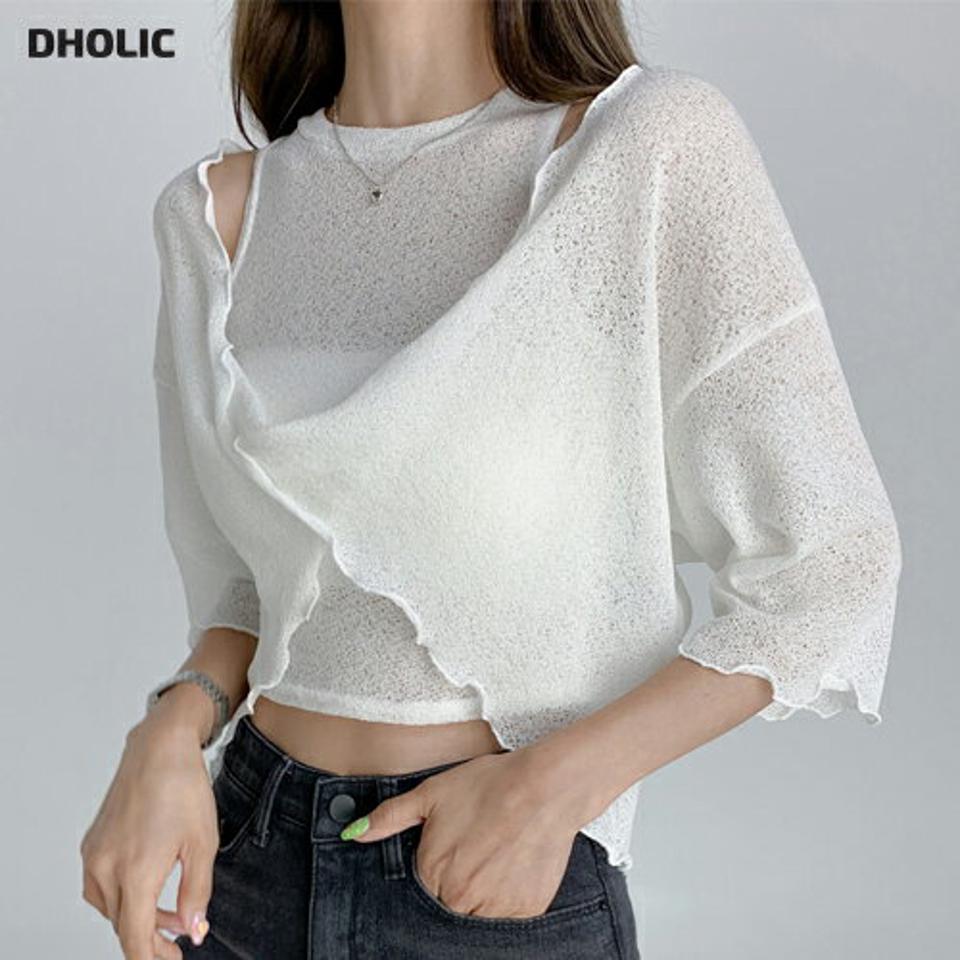 【10%OFF】ブークレノースリ&TシャツSET・t02983 レディース 【tops】セット アンサンブル トップス スリーブレス ノースリーブ タンクトップ Tシャツ アメリカンスリーブ 単色 無地 メロウ 半袖 透け感 涼しげ ユニーク 夏 韓国ファッション セール SALE