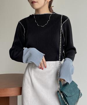 袖先配色プリーツメロープルオーバー