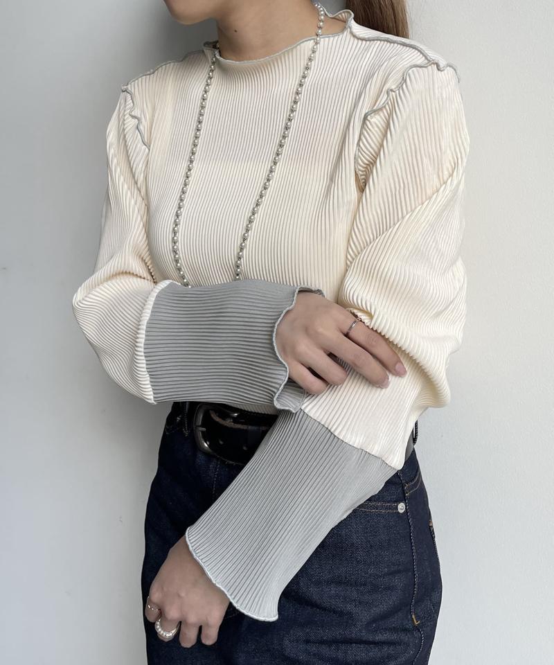 袖先配色プリーツメロープルオーバー