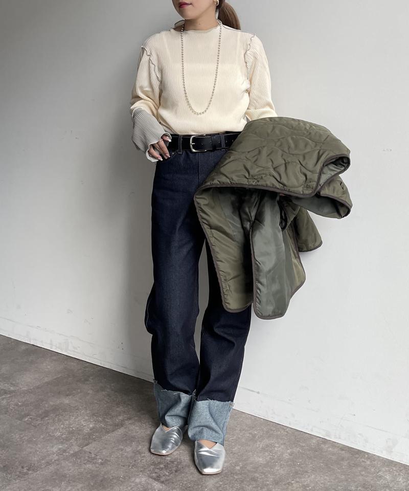 袖先配色プリーツメロープルオーバー