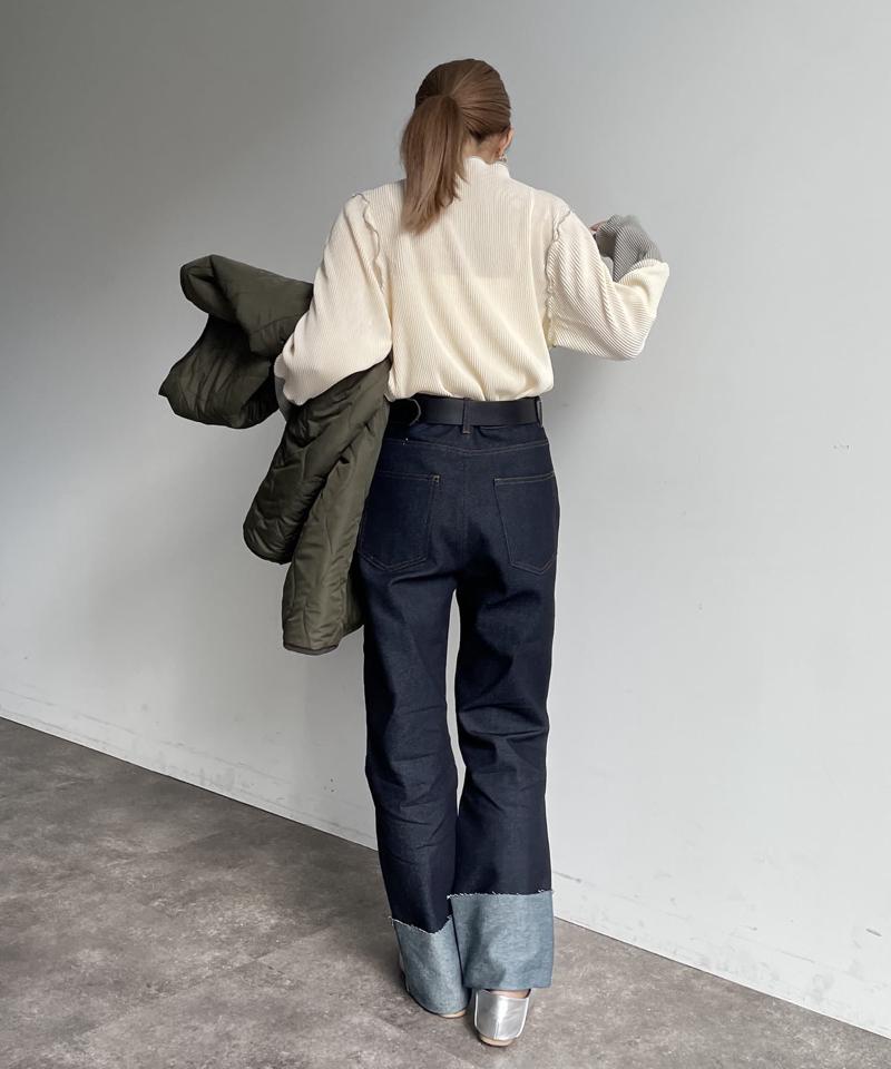 袖先配色プリーツメロープルオーバー