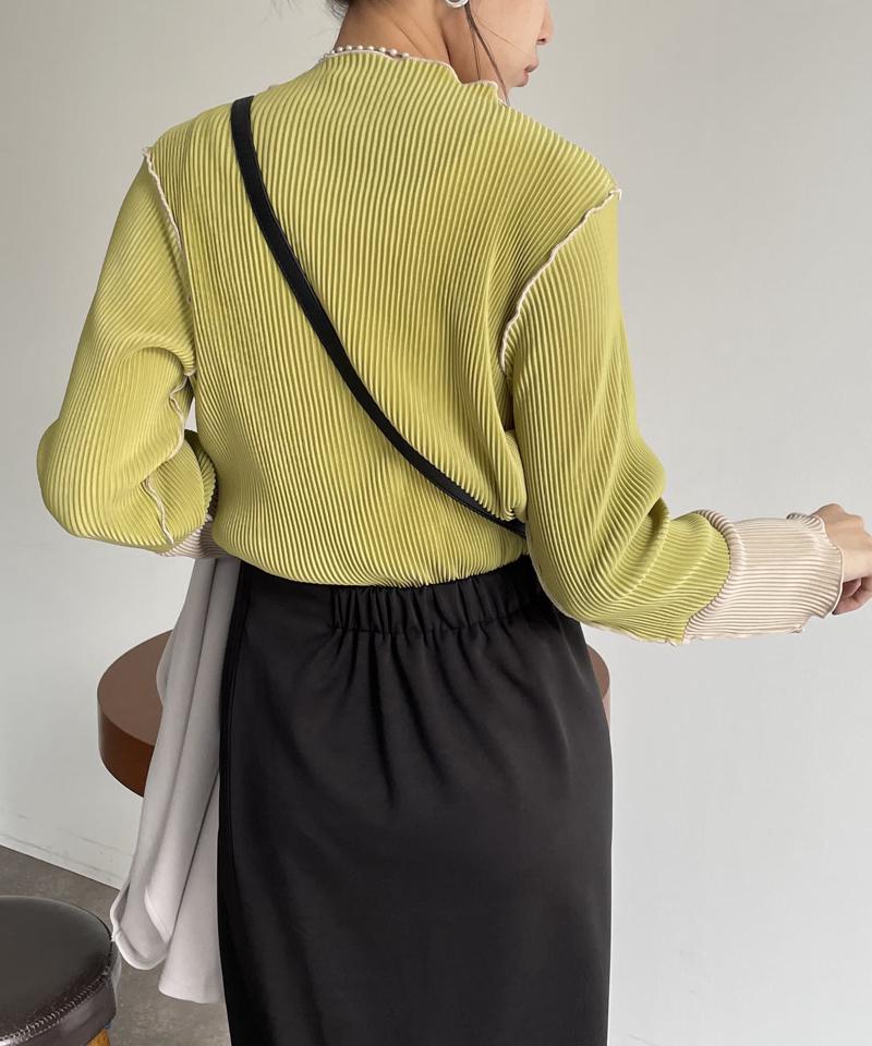 袖先配色プリーツメロープルオーバー