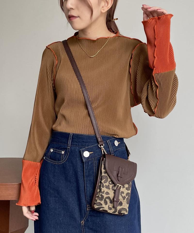 袖先配色プリーツメロープルオーバー