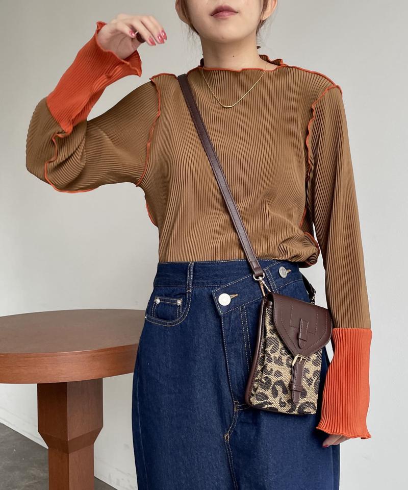 袖先配色プリーツメロープルオーバー