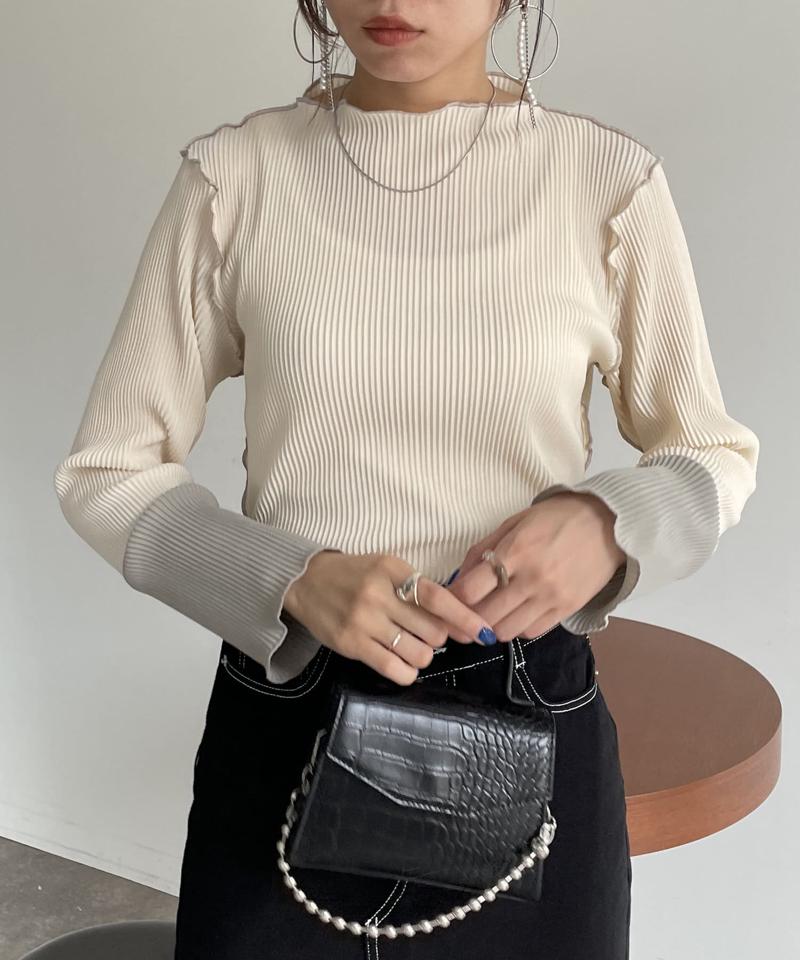 袖先配色プリーツメロープルオーバー